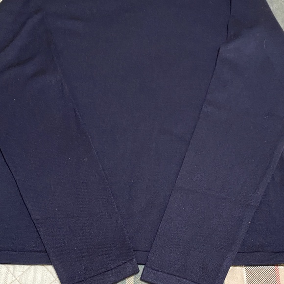 Vintage Lauren Ralph Lauren V-Neck Navy White Long Sleeve Women’s Sweater Silk S - Picture 6 of 8